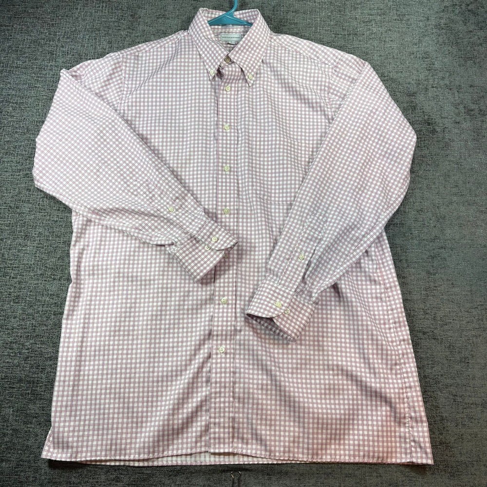 Maus & Hoffman Shirt Mens Large Pink Check Egyptian Cotton Dry & Fly Long Sleeve